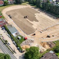Bauarbeiten auf der Kurt-Hoesch-Kampfbahn, Stand Juli 2024